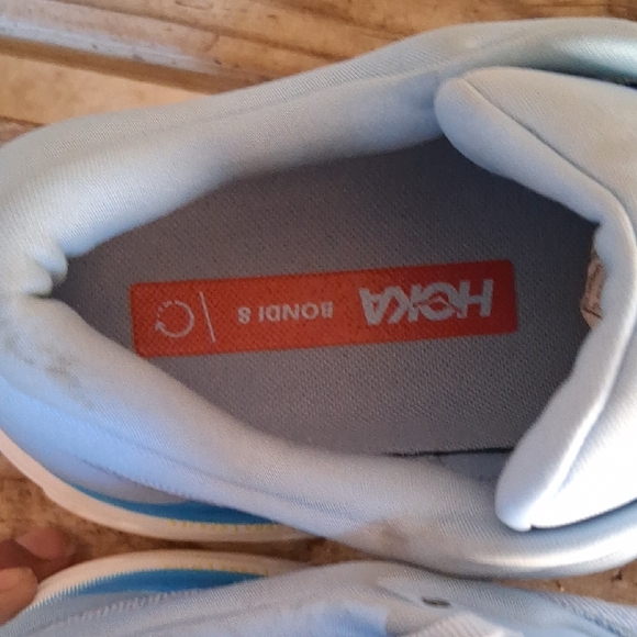 Hoka Bondi 8  Sky Blue and White Athletic Shoes - Picture 11 of 15